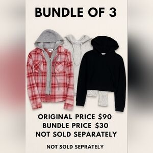 Womens Hoodie Bundle – 3 Piece Cozy Layering Set
No Boundaries – Sizes XS to M